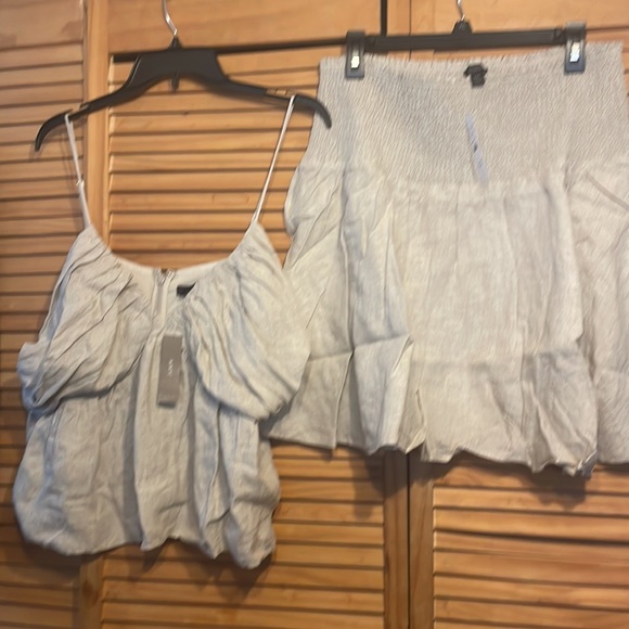 J.CREW linen SKIRT smocked waist FLAX lined mini Size XXL 18 NWT - Picture 2 of 2